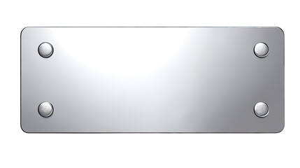 Polished Silver Metallic Plaque with Rounded Corners and Four Decorative Textured Rivets