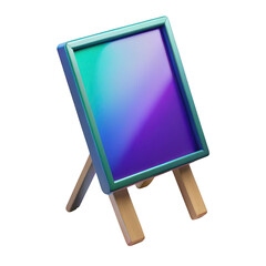 3d easel with colorful display isolated on transparent background
