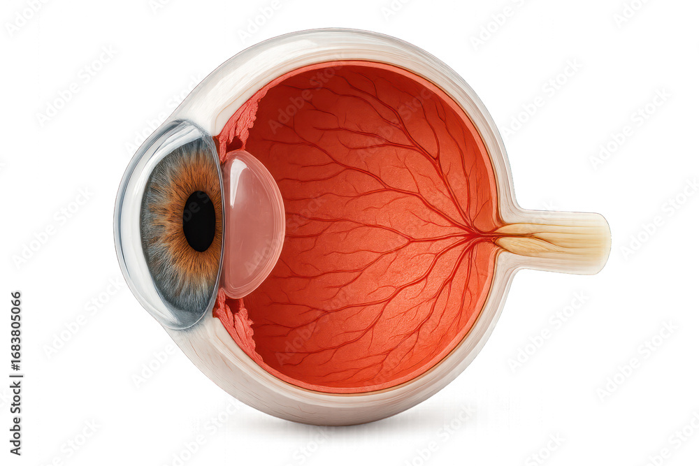 Human Eye Anatomy Illustration, Cross Section View - Detailed Medical ...