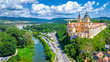 Benedictine Melk abbey above the town of Melk, overlooking the Danube river, in the Wachau valley in Lower Austria, Austria