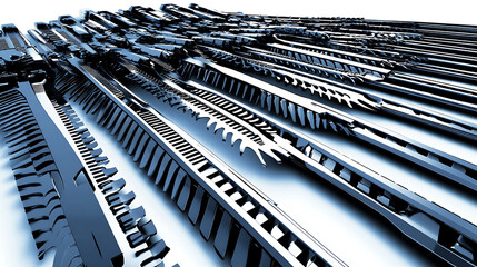 Array of Mechanical Components with Interlocking Gears and Shafts