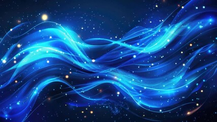 A blue abstract background with stars and waves