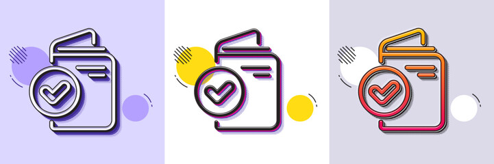 Wall Mural - verification document line icon. halftone dotted pattern. gradient icon with grain shadow. accepted 