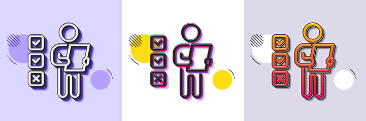 Wall Mural - voting ballot paper line icon. halftone dotted pattern. gradient icon with grain shadow. vote checkl