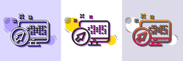 Wall Mural - computer line icon. halftone dotted pattern. gradient icon with grain shadow. web system sign. monit