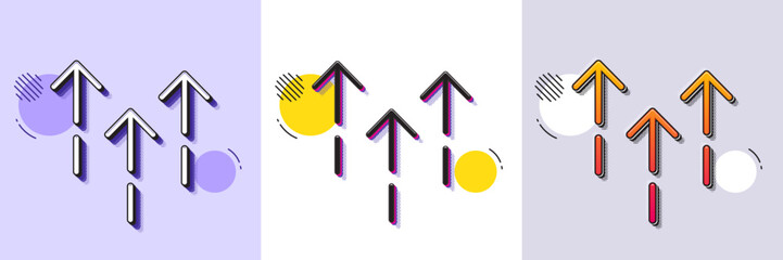 Wall Mural - swipe up line icon. halftone dotted pattern. gradient icon with grain shadow. scrolling arrow sign. 