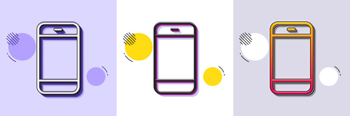 Wall Mural - smartphone icon. halftone dotted pattern. gradient icon with grain shadow. cellphone or phone sign. 
