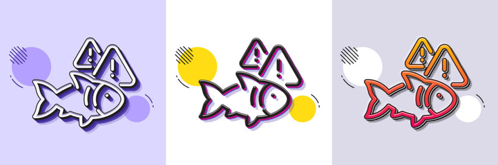 Wall Mural - fish line icon. halftone dotted pattern. gradient icon with grain shadow. fishing catch sign. aquari