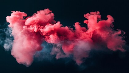 The image shows a large, abstract cloud of pink and dark smoke against a black background; the smoke has a soft, ethereal quality.