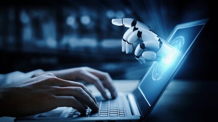Wall Mural - futuristic robot artificial intelligence enlightening ai technology development and machine learning