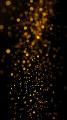 Wall Mural - Golden Glitter Particles Scattered on Black Background vertical