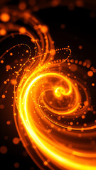 Wall Mural - Abstract Swirling Golden Spiral with Bright Orange and Gold Light Effects vertical
