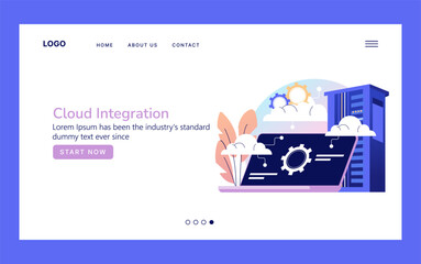 Wall Mural - Cloud Integration Vector Illustration with Server Elements