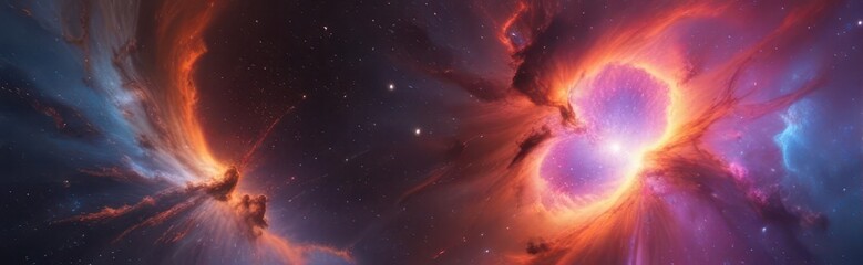 Wall Mural - Swirling cosmic dust and gas clouds in vibrant nebulas, creating a mesmerizing abstract background , dust, gas, magical