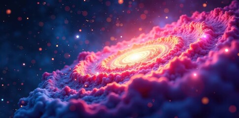 Wall Mural - Abstract cosmic swirl, vibrant nebula, glittering stars , digital art, texture, magical