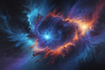 Wall Mural - Abstract swirling nebula of deep blue hues, textured and ethereal , cosmic, night