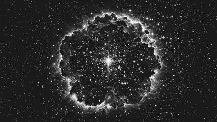 Wall Mural - massive supernova explosion surrounded by glowing shock wave and bright distant stars in space. star