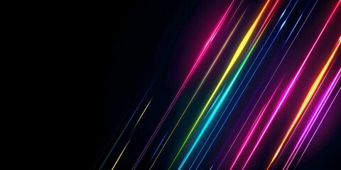 Wall Mural - Neon light movement on dark background. video. futuristic. simple animation