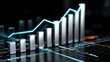 © ittipol - A modern digital graph showcasing growth with sleek silver bars and a glowing blue line. This image represents success, data analysis, and financial progress in a tech-savvy world.