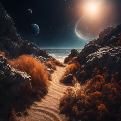 Wall Mural - Path Through Extraterrestrial Landscape