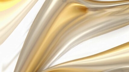 Wall Mural - Abstract video concept with flowing gold and cream waves. Close-up angle highlights smooth, elegant curves and a luxurious style.