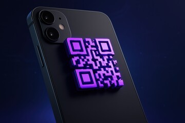 Phone with a purple QR code on it