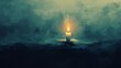 © PhuPisud - A solitary candle illuminating the darkness, symbolizing hope and tranquility.