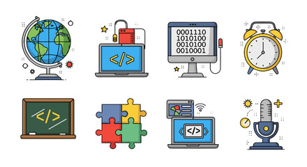 Collection of learning and development related vector icons