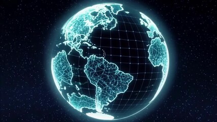 Wall Mural - Glowing Digital Earth Seamless Looping Video Animation
