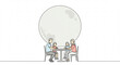 © ANASTASIIA - Family gathering at a table under the full moon - Concept of single line contour Mid-Autumn Festival