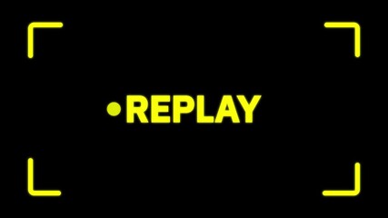 Replay sign icon animation video for live stream on black background. Replay Text Animation Black Color On Transparent Background. 4K Video