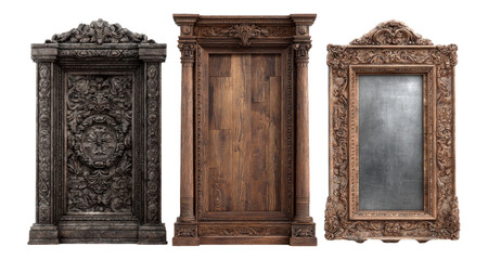 Ornate Antique Frames Set Isolated on Transparent Background for Elegant Displays