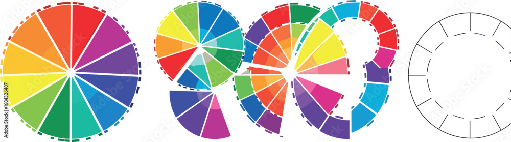 Color Wheel Chart Rgb Code Color wheel vector set. Color wheel guide.RGB and CMYK colors chart ...