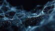 © sarun - Futuristic abstract digital landscape with glowing particles and transparent geometric shapes in dark background creating a sense of depth and motion