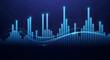 © Muzayyan - Dynamic blue bar graph with glowing wave signals success and financial growth