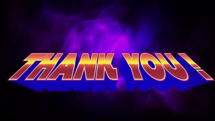 Wall Mural - animation of thank you over purple smoke on black background