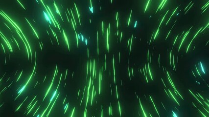 Wall Mural - animation of neon green lines moving fast on black background