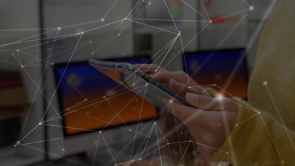 Wall Mural - animation of network of connections over pupil using technology
