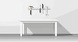 © MyOwnSheep - Monochromatic Workshop Interior Featuring Hand Tools on a Pegboard