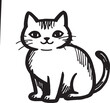 © Iqbal - Cat Doodle Black and White Illustration Vector Image Cute Kitten Sketch Line Art Drawing Silhouette