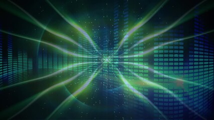Wall Mural - animation of glowing colourful lights over dark background