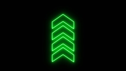 Wall Mural - Neon arrow points to the up. Flashing neon icon to the up arrow. Neon arrow symbol icon.
