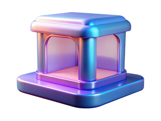 Abstract product display stand podium with holographic gradient finish 3d illustration isolated on transparent background