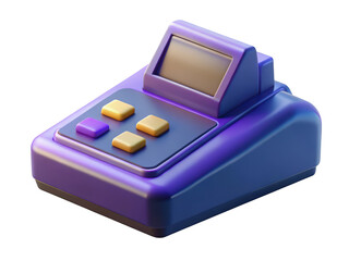 Isometric point of sale terminal with screen buttons payment machine 3d illustration isolated on transparent background