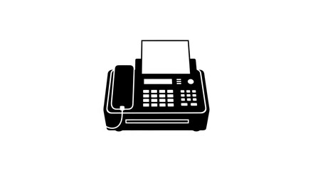 fax machine icon, office equipment, communication technology, black and white, simple design