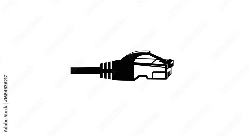 Vector de Stock rj45 connector cable, network wire, ethernet plug