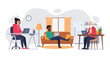 © Vector Market - Diverse individuals working from home on laptops, illustrating remote work flexibility, productivity, and modern lifestyle trends across different generations.