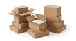 © SukarniStock - Cardboard Boxes Stacked and Open, with Packing Peanuts, Isolated