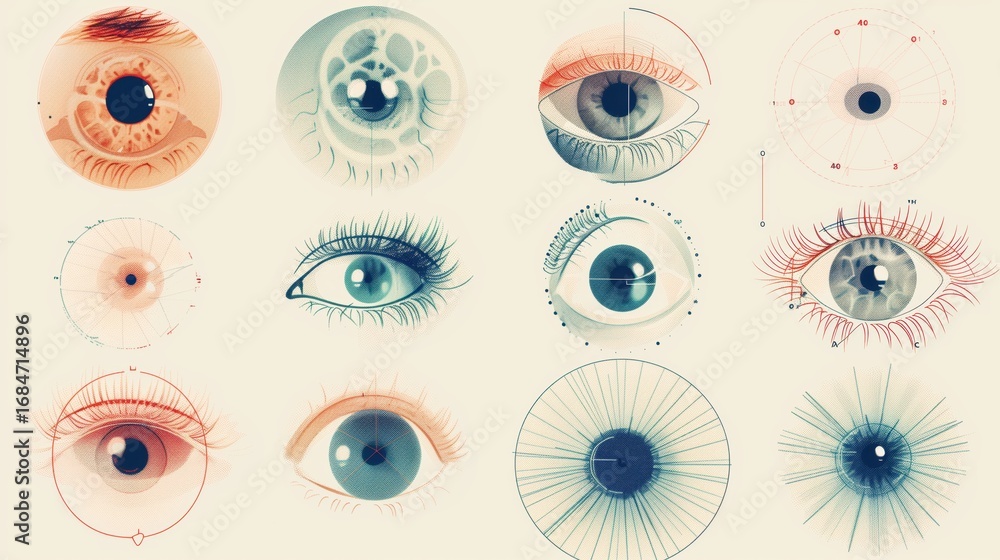 Blindness Awareness Month. Medical illustration of various visual field ...