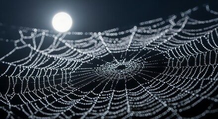 Spiderweb at Night with Moon